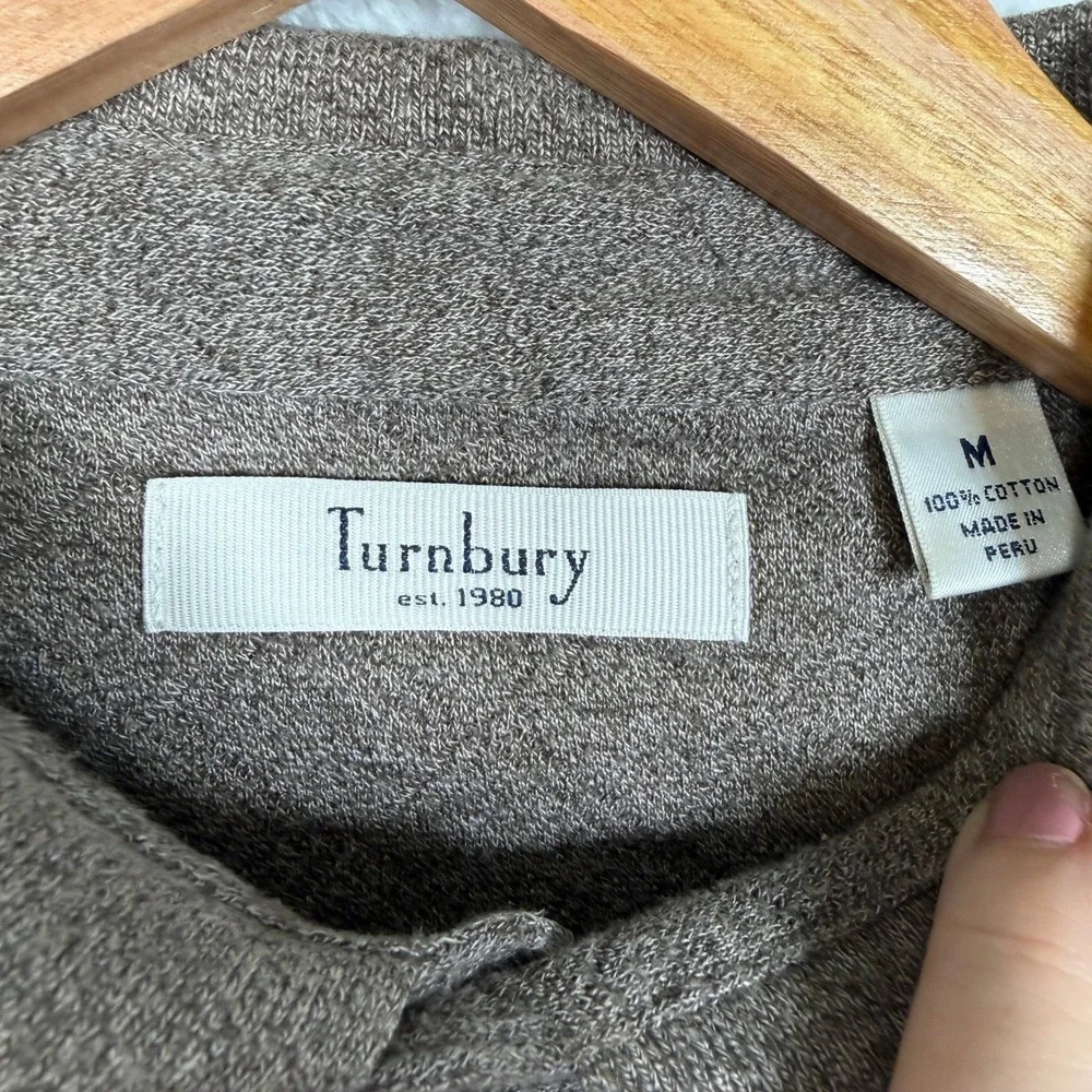 Turnbury‎ Mens Brown Long Sleeve Polo Shirt 100% Cotton Size M Heathered Knit